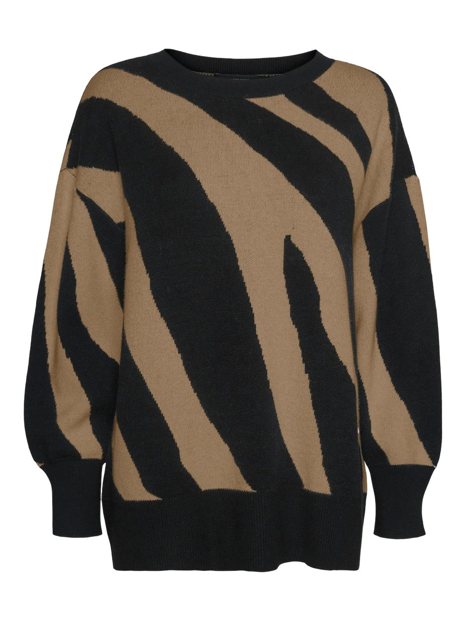 Vmnancy Ls O-neck Long Pullover Boo - Zwart Dessin