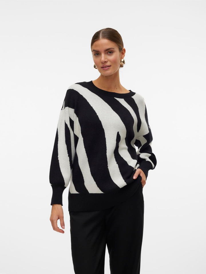 Vmnancy Ls O-neck Long Pullover Boo - Zwart Dessin