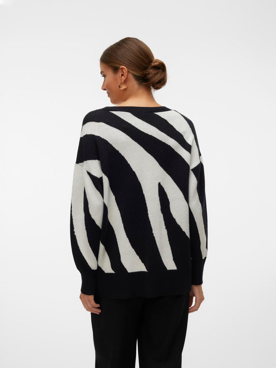 Vmnancy Ls O-neck Long Pullover Boo - Zwart Dessin