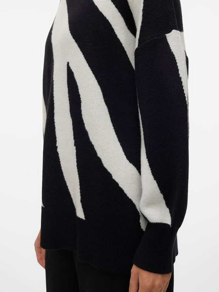 Vmnancy Ls O-neck Long Pullover Boo - Zwart Dessin