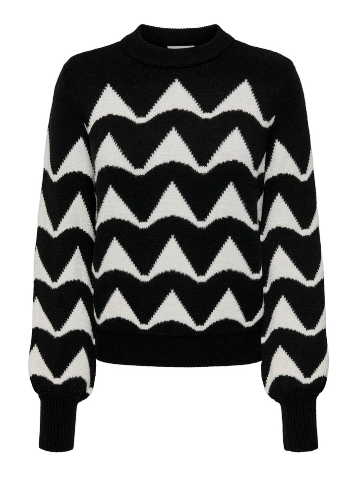 Jdytina L/s Jacquard Pullover Knt - Zwart Dessin