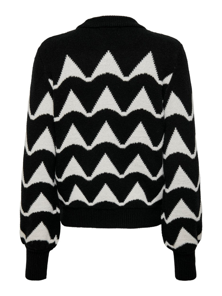 Jdytina L/s Jacquard Pullover Knt - Zwart Dessin