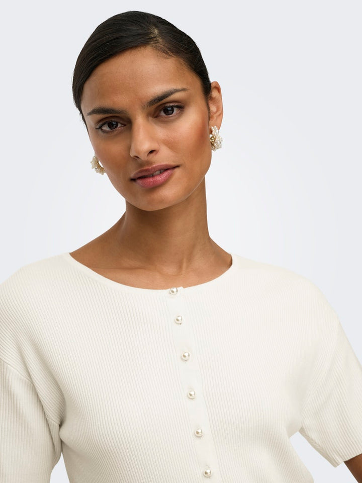 Jdygaby 2/4 O-neck Pearl Cardigan Knt - Off-white