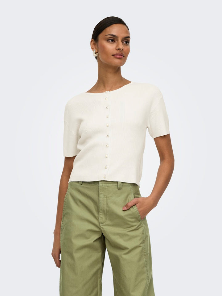 Jdygaby 2/4 O-neck Pearl Cardigan Knt - Off-white