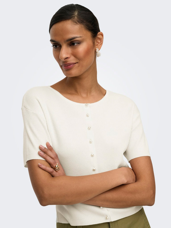Jdygaby 2/4 O-neck Pearl Cardigan Knt - Off-white