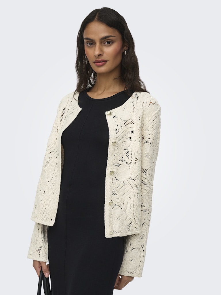 Jdyzanka L/s Crochet Cardigan Jrs - Ecru