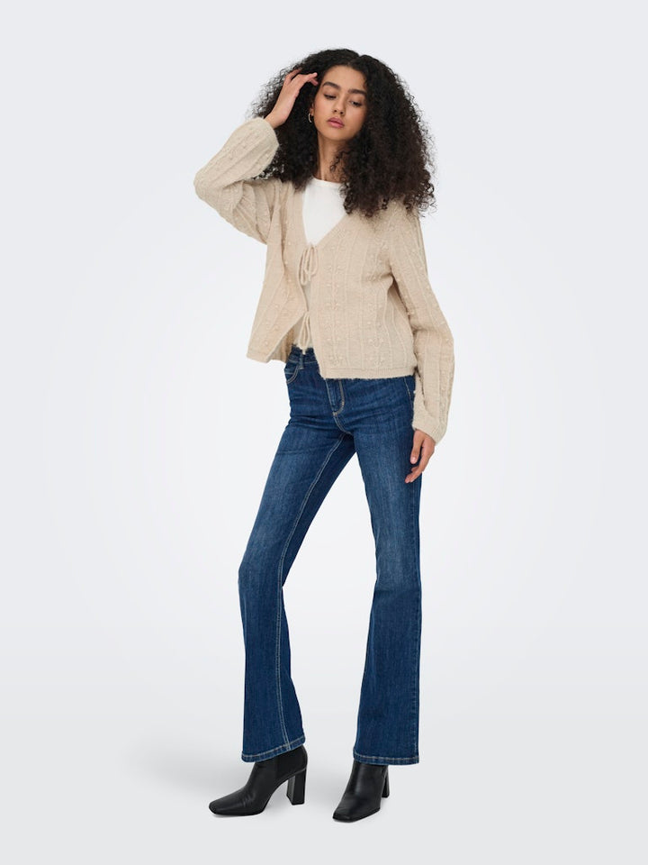 Jdysigrid Life L/s Tie Cardigan Knt - Beige