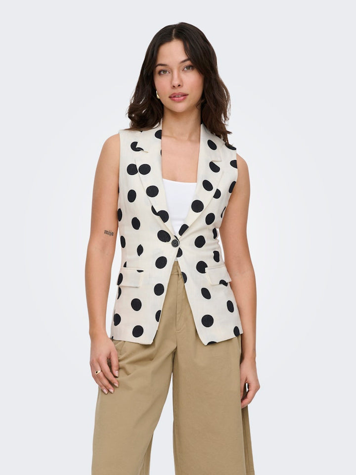 Onlviesta S/l Linen Bl Waistcoat Tlr - Wit Dessin