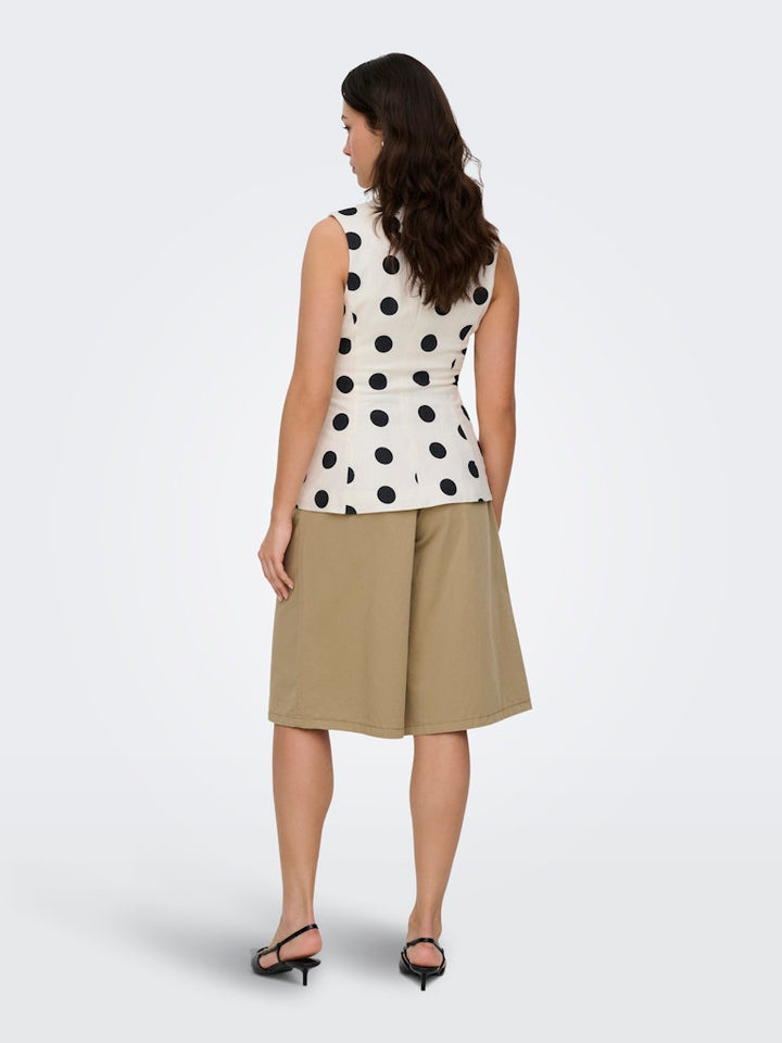 Onlviesta S/l Linen Bl Waistcoat Tlr - Wit Dessin