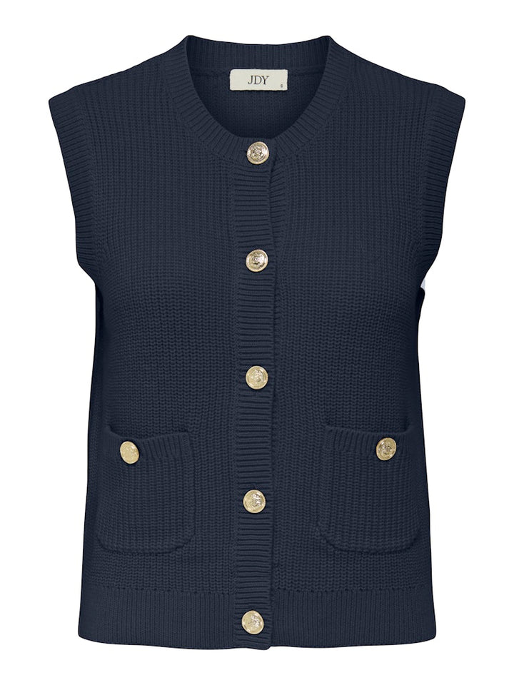Jdystella S/l O-neck Vest Knt - Blauw