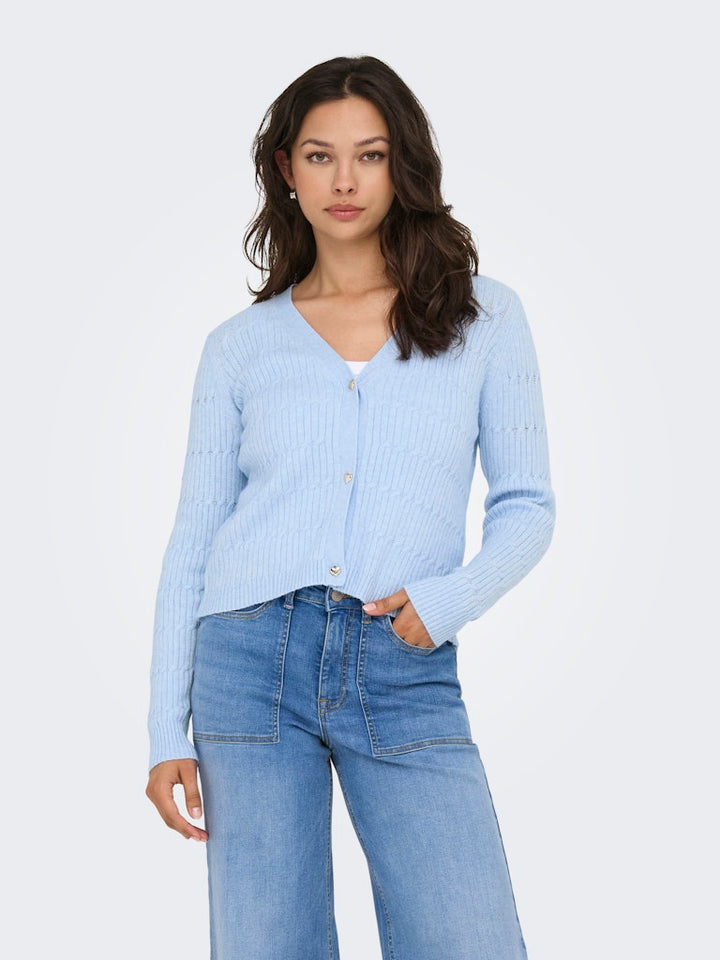 Onlkatia Ls Vneck Cardi Knt Noos - Lichtblauw
