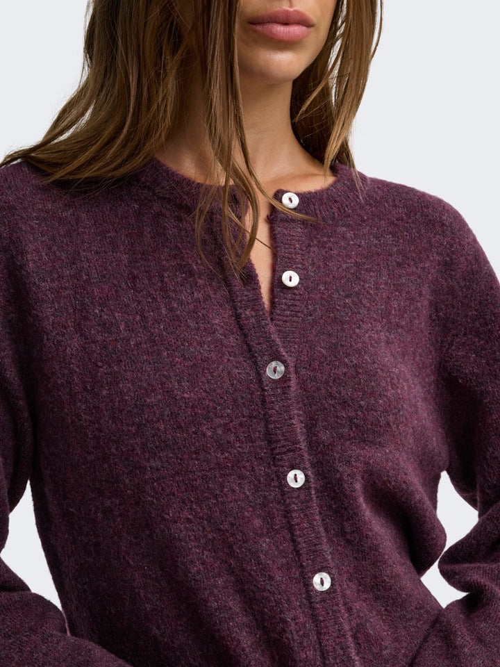 Onlsimoni Ls O-neck Cardigan Knt - Bordeaux
