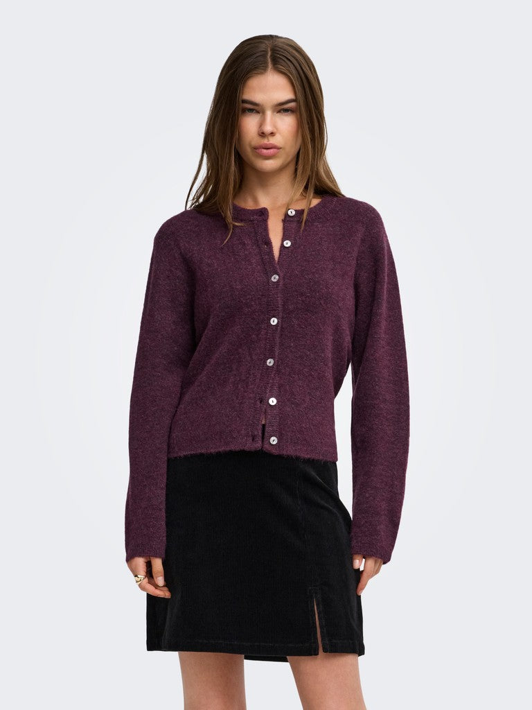 Onlsimoni Ls O-neck Cardigan Knt - Bordeaux