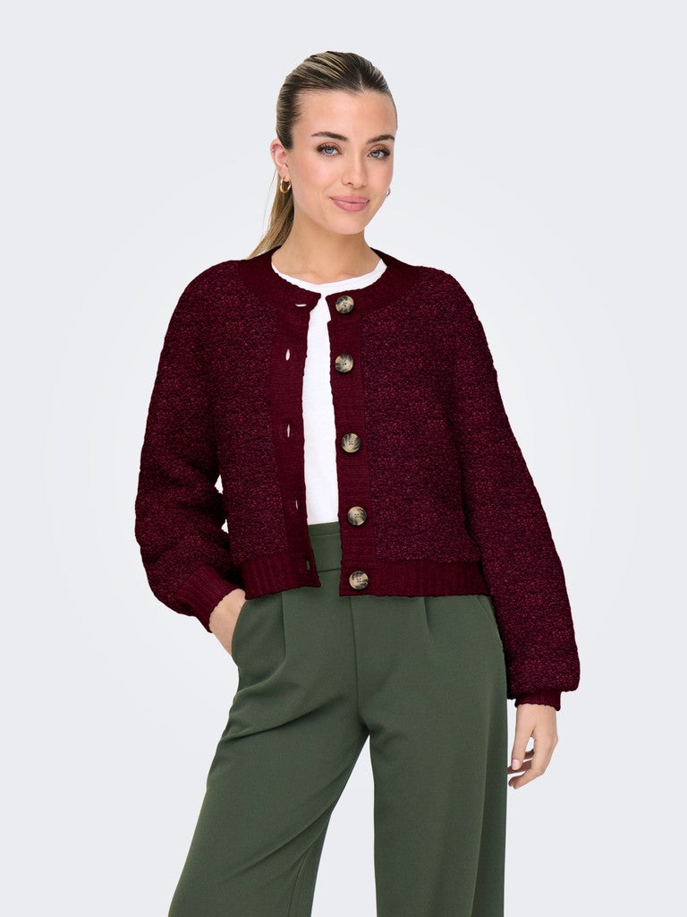 Jdyeira Life L/s Oneck Cardigan Knt Noos - Bordeaux