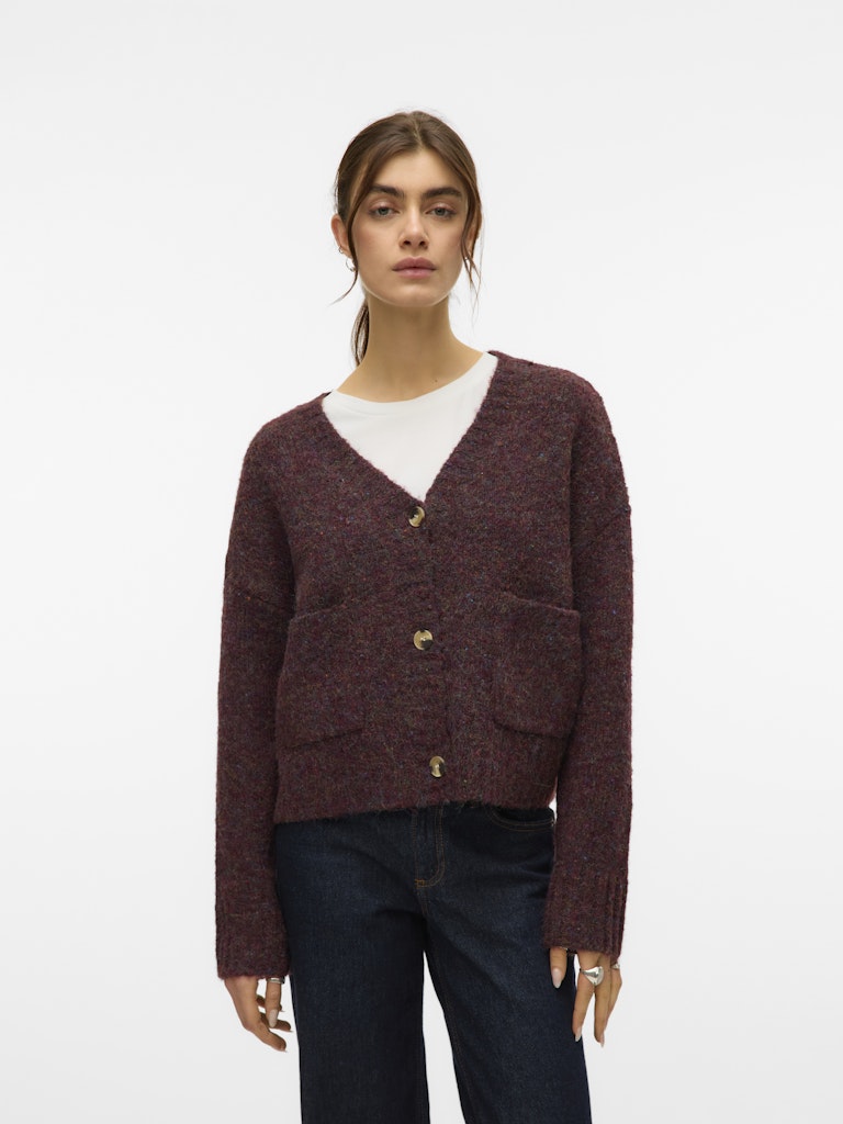 Vmingrid Ls V-neck Cardigan Boo - Paars Dessin