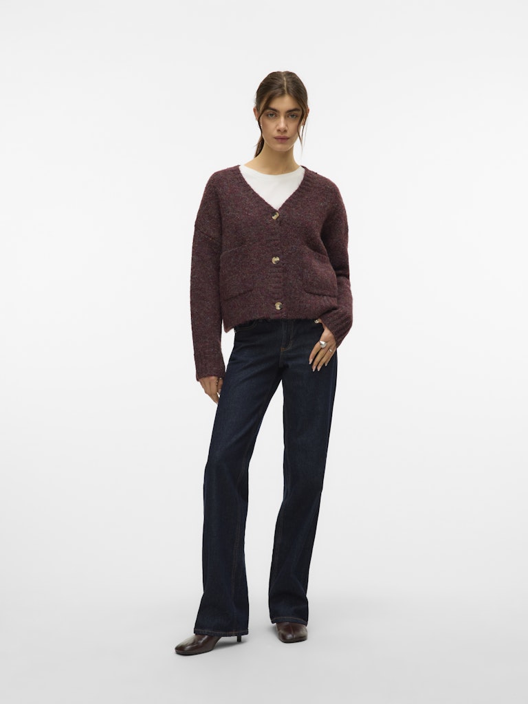 Vmingrid Ls V-neck Cardigan Boo - Paars Dessin