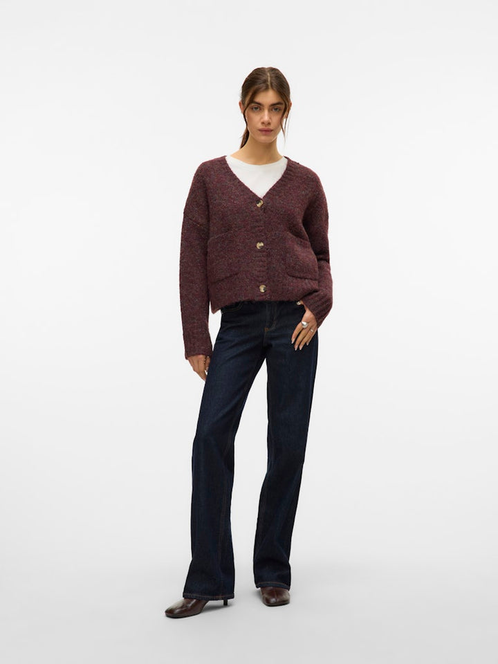 Vmingrid Ls V-neck Cardigan Boo - Paars Dessin