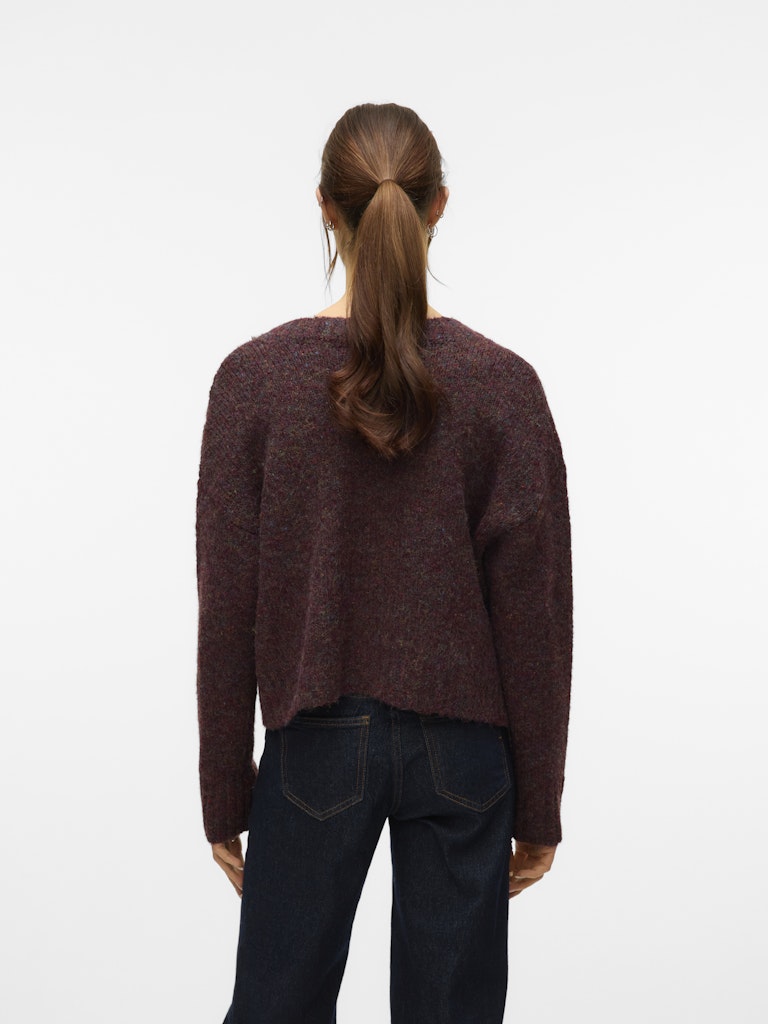 Vmingrid Ls V-neck Cardigan Boo - Paars Dessin