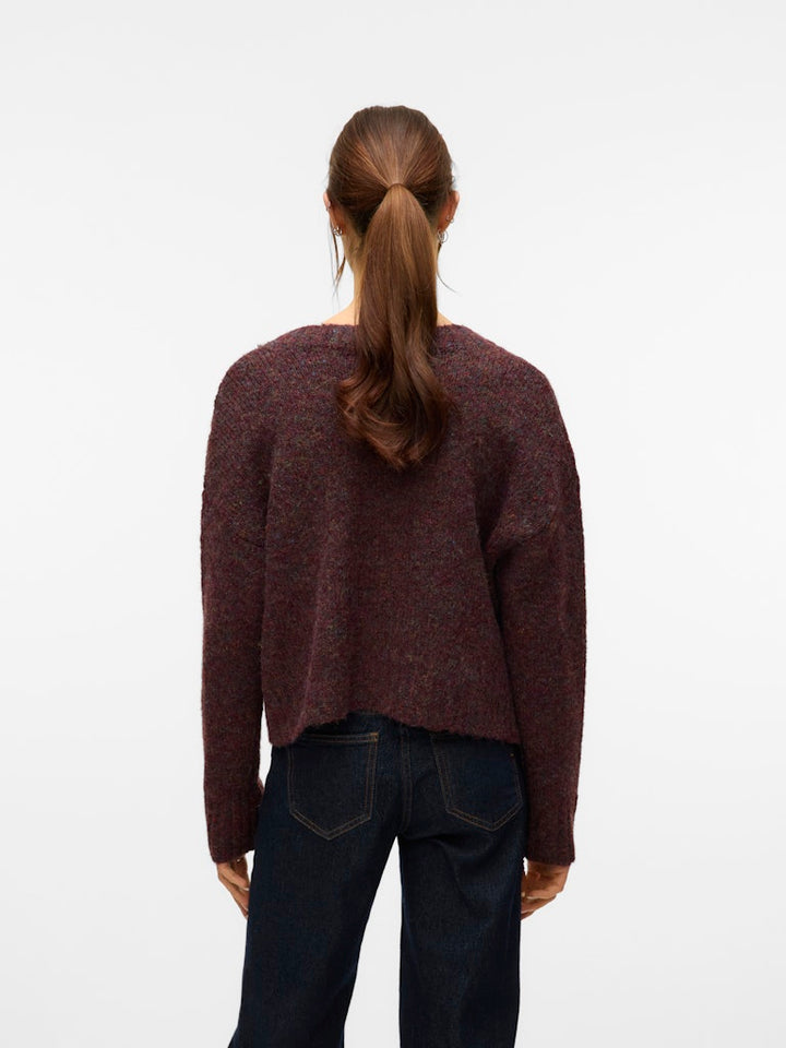 Vmingrid Ls V-neck Cardigan Boo - Paars Dessin