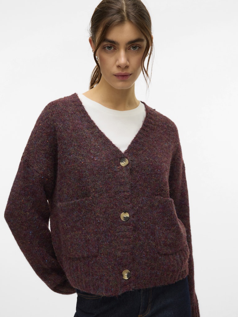 Vmingrid Ls V-neck Cardigan Boo - Paars Dessin