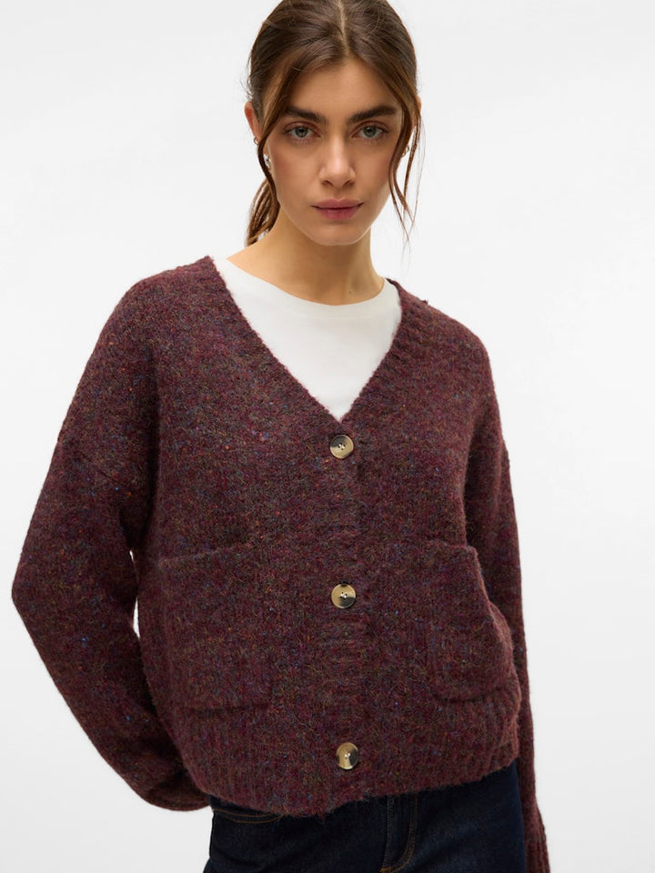Vmingrid Ls V-neck Cardigan Boo - Paars Dessin