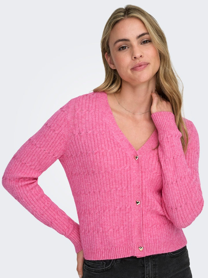 Onlkatia Ls Vneck Cardi Knt Noos - Roze