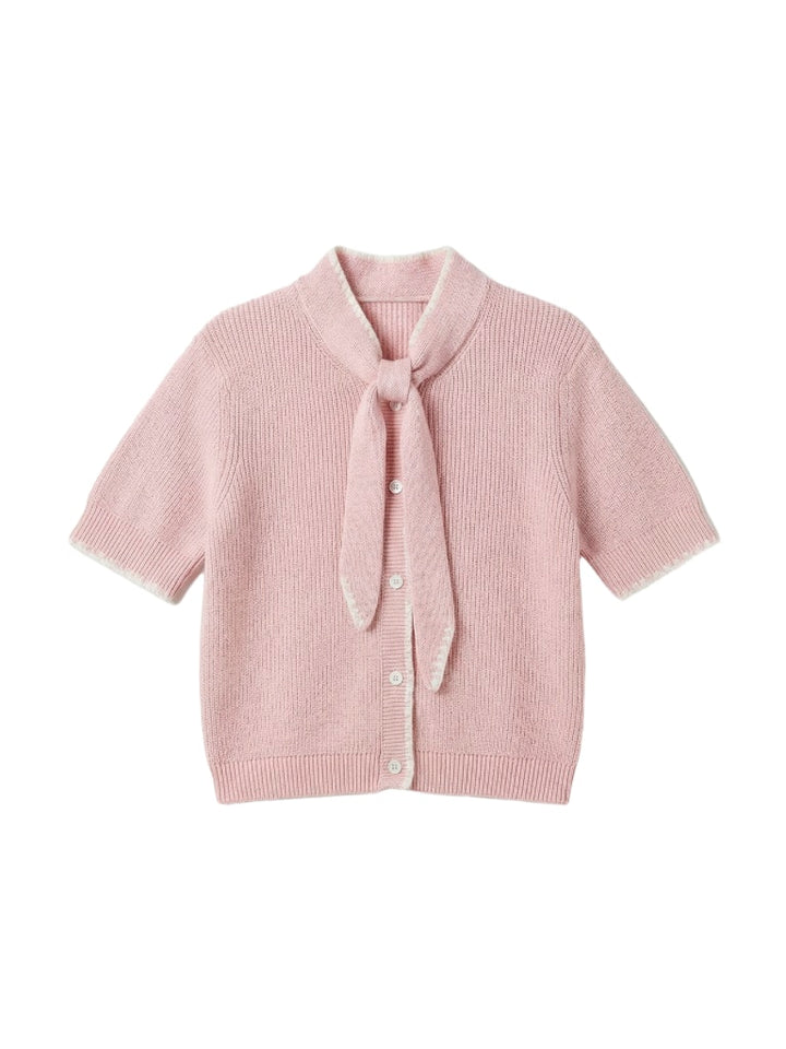 Vmkashia Ss Tie Detail Knit Cardigan - Licht Roze