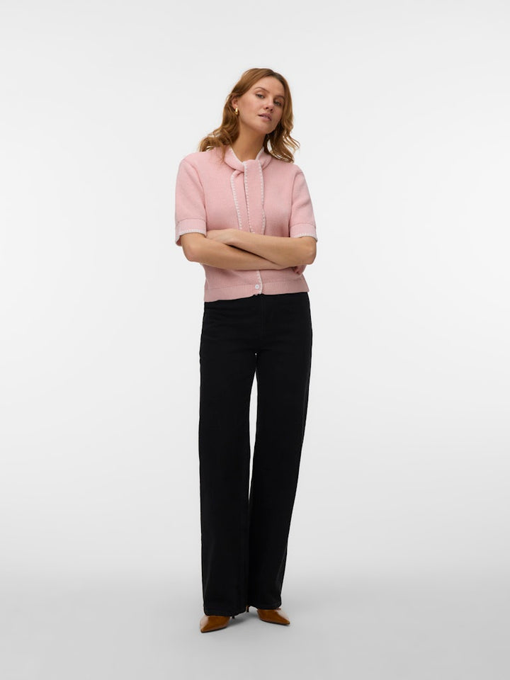 Vmkashia Ss Tie Detail Knit Cardigan - Licht Roze