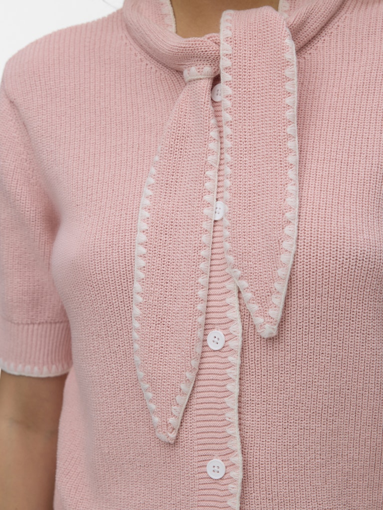 Vmkashia Ss Tie Detail Knit Cardigan - Licht Roze