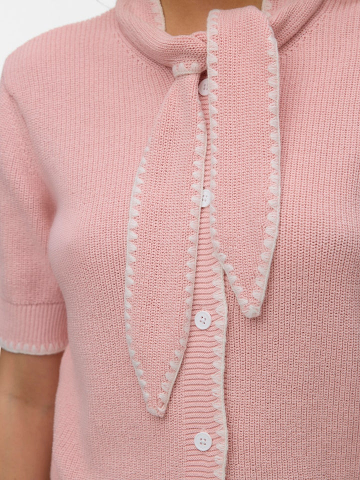 Vmkashia Ss Tie Detail Knit Cardigan - Licht Roze