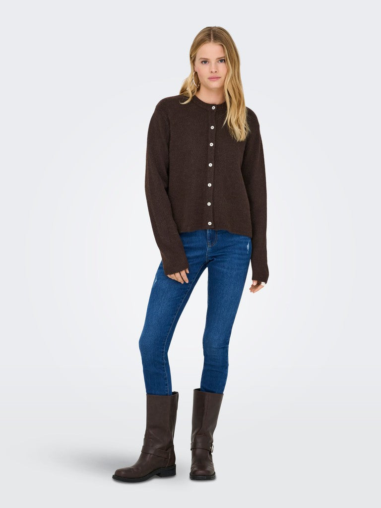 Onlsimoni Ls O-neck Cardigan Knt - Bruin