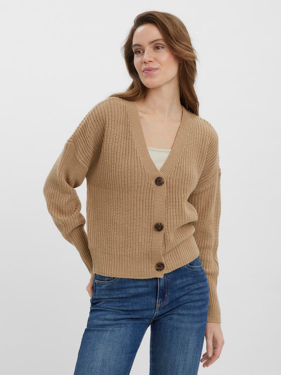 Vmlea Ls V-neck Cuff Cardigan Noos - Camel