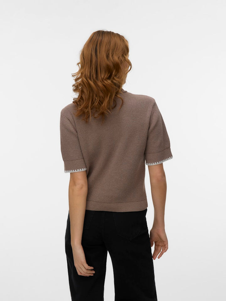 Vmkashia Ss Tie Detail Knit Cardigan - Taupe