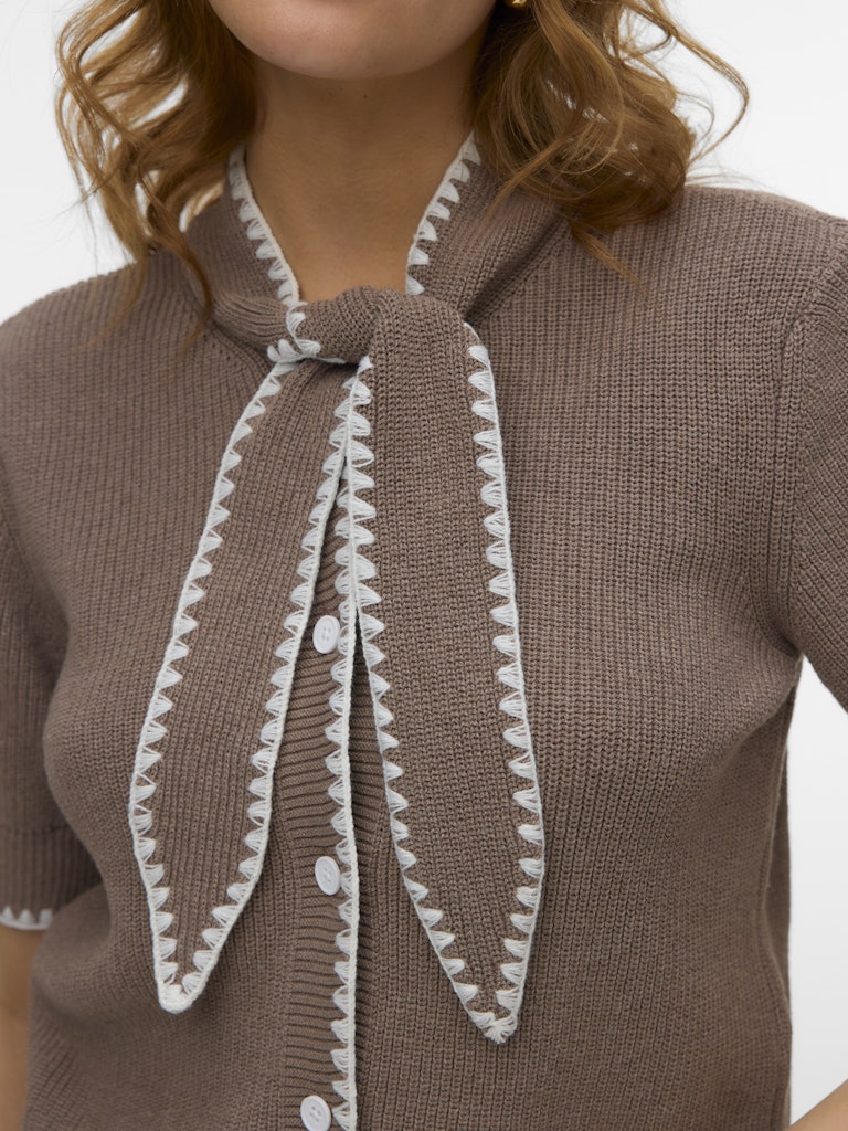 Vmkashia Ss Tie Detail Knit Cardigan - Taupe