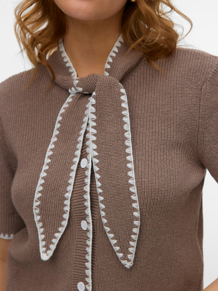 Vmkashia Ss Tie Detail Knit Cardigan - Taupe