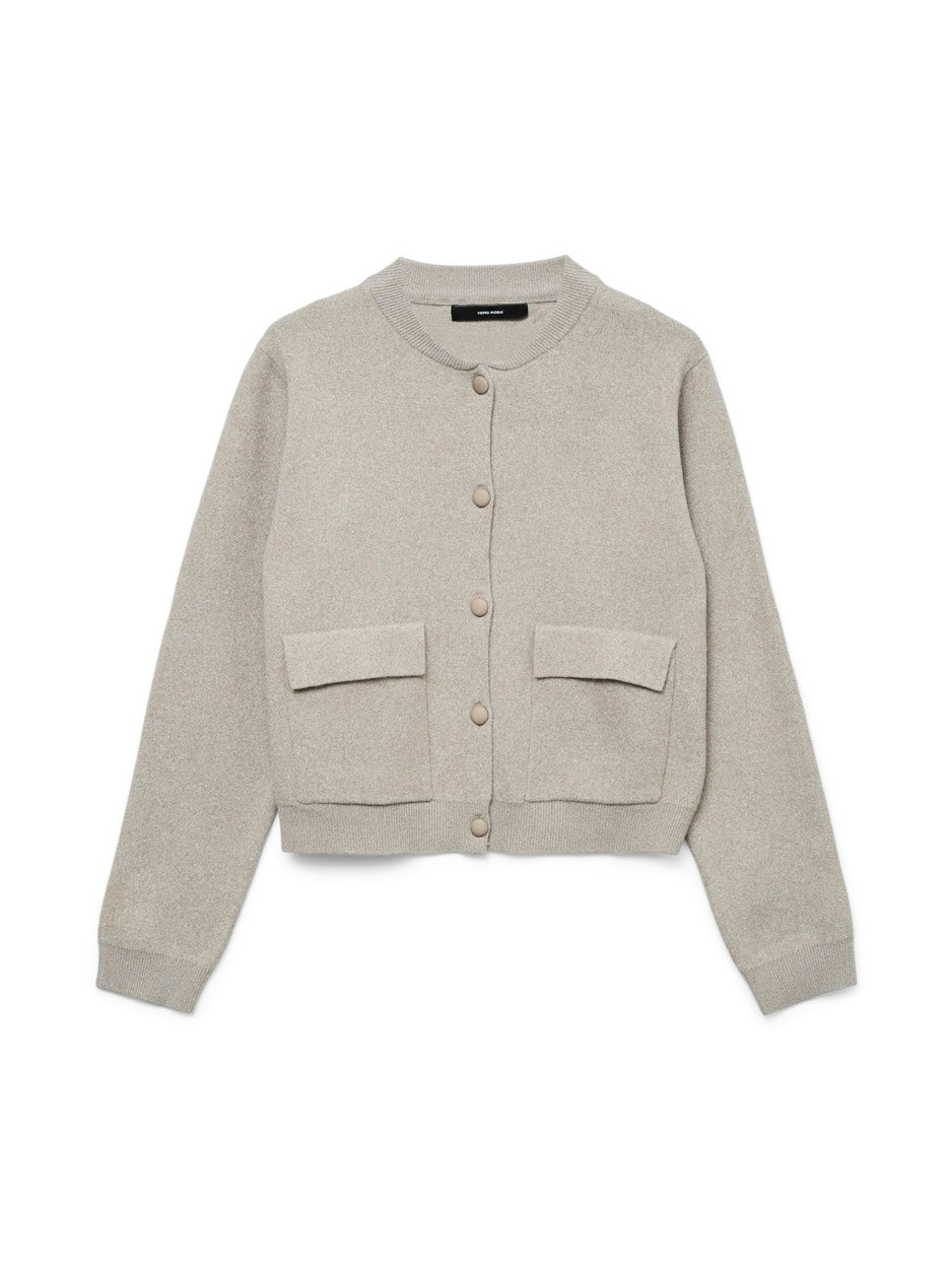 Vmapple Ls O-neck Bomber Cardigan G - Taupe