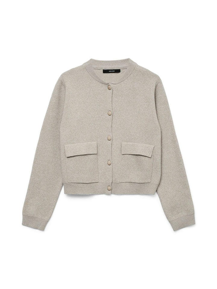 Vmapple Ls O-neck Bomber Cardigan G - Taupe