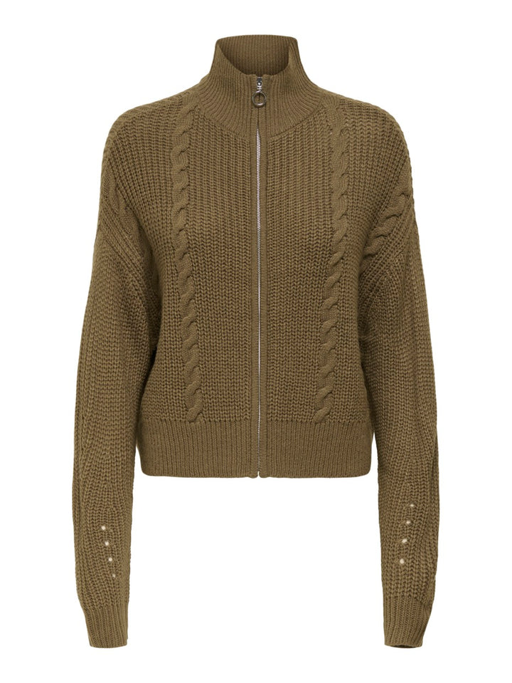 Jdyjusty Ice L/s Short Zip Cardigan - Taupe