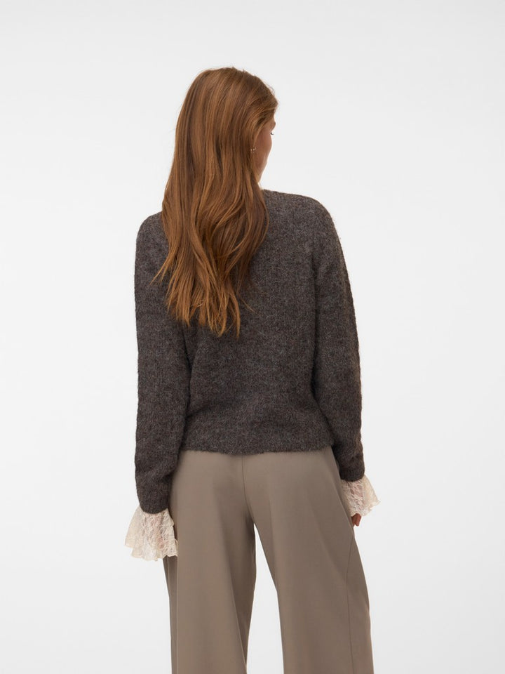 Vmnovah Ls O-neck Button Cardi Ga Noos - Bruin Melee