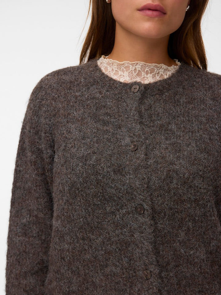 Vmnovah Ls O-neck Button Cardi Ga Noos - Bruin Melee