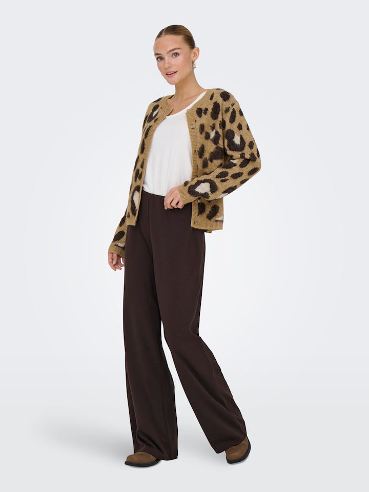 Jdykayla Life L/s Jacq O-neck Cardi Knt - Bruin Dessin