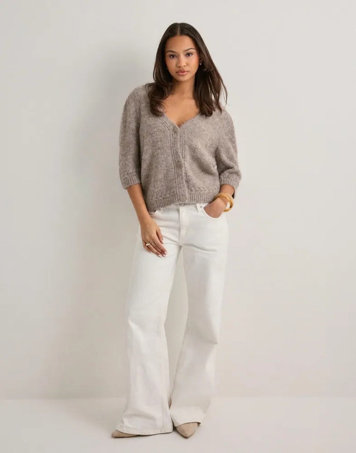 Onlstarla Ss V-neck Cardiga Cc Knt - Taupe