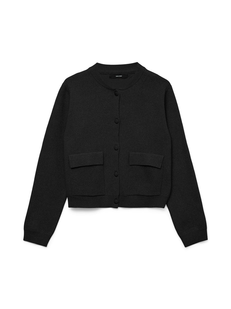 Vmapple Ls O-neck Bomber Cardigan G - Zwart