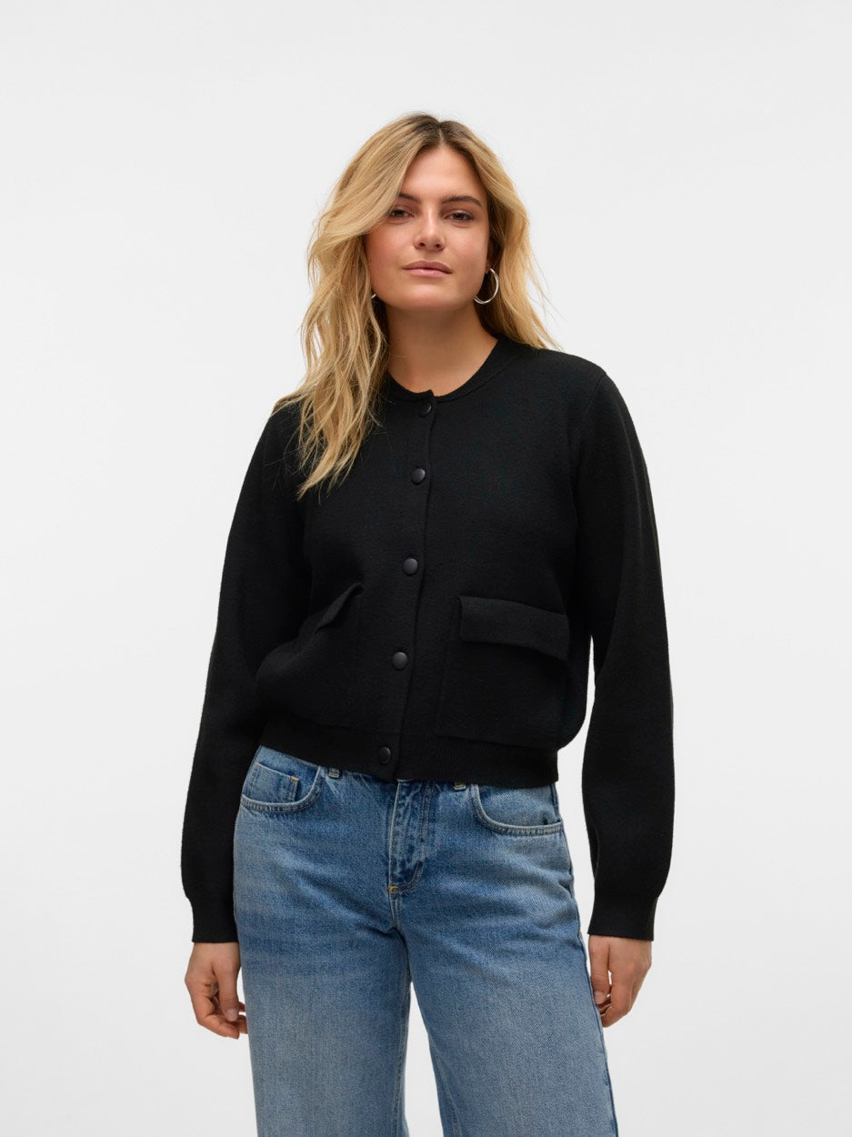 Vmapple Ls O-neck Bomber Cardigan G - Zwart