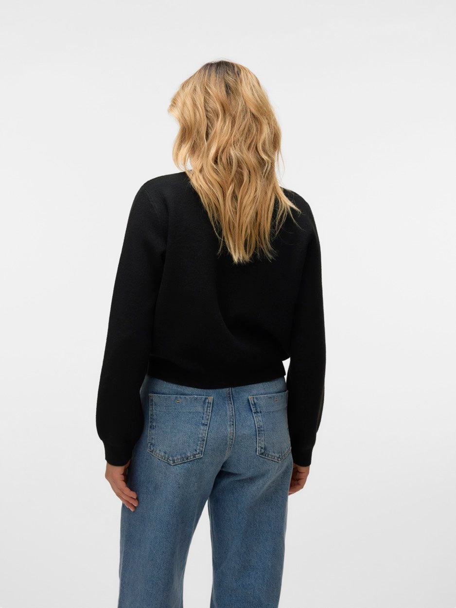 Vmapple Ls O-neck Bomber Cardigan G - Zwart