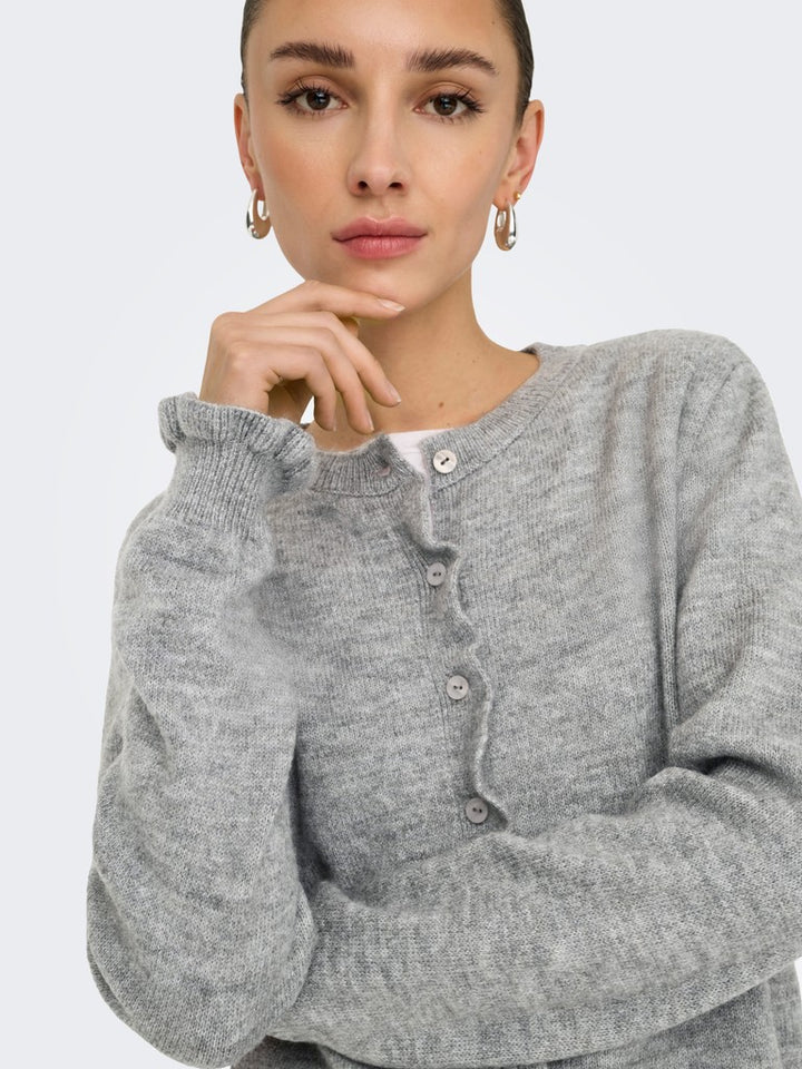 Jdyletty L/s On Frill Cardigan Knt Noos - Lichtgrijs