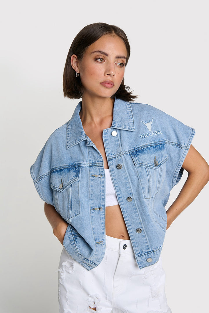 Soft Denim Waist Coat - Blue Denim