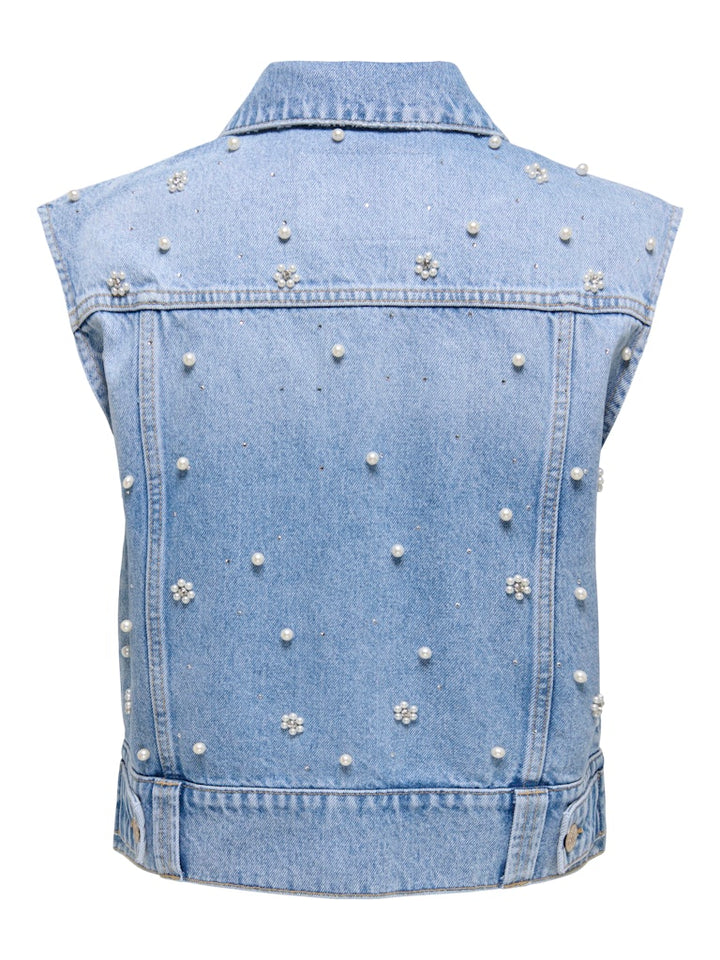Onlonur Pearl Deco Dnm Vest Red Dot - Blue Denim