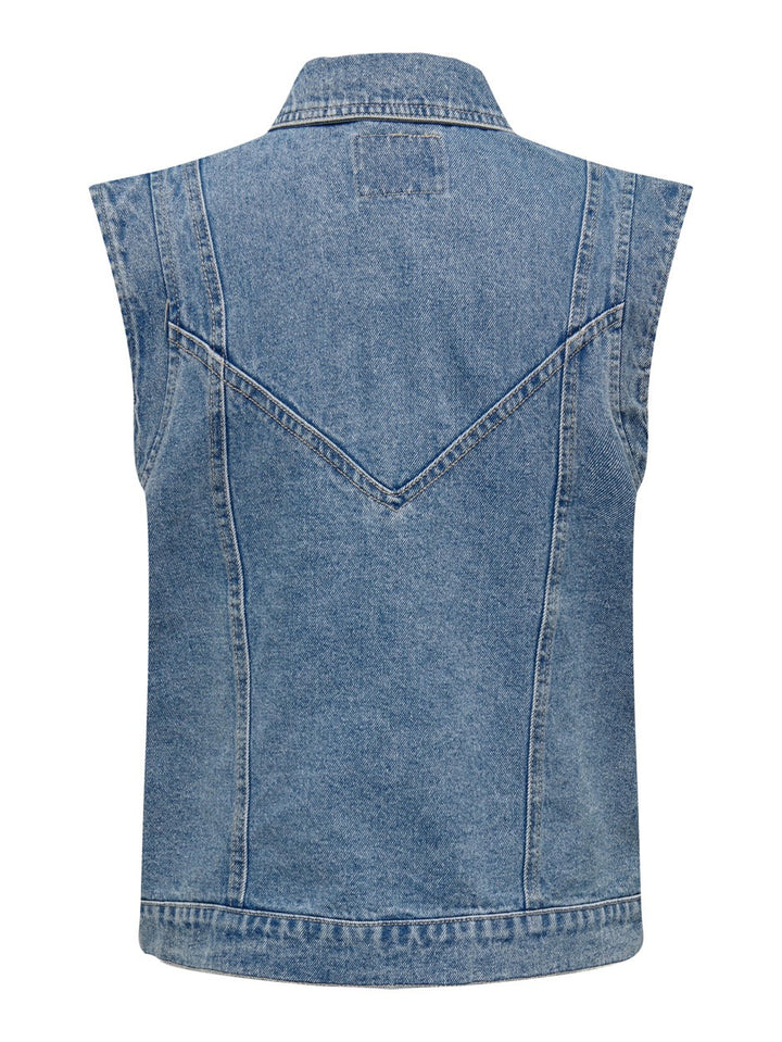 Onlkennedy Sl Dnm Waistcoat Bj - Blue Denim