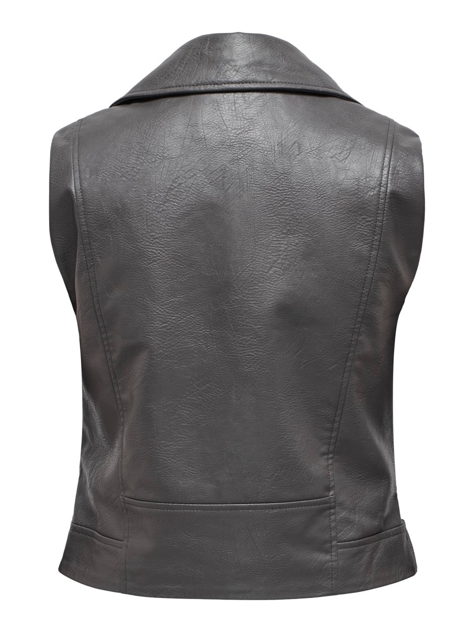 Onlvera Faux Leather Waistcoat Otw - Antraciet